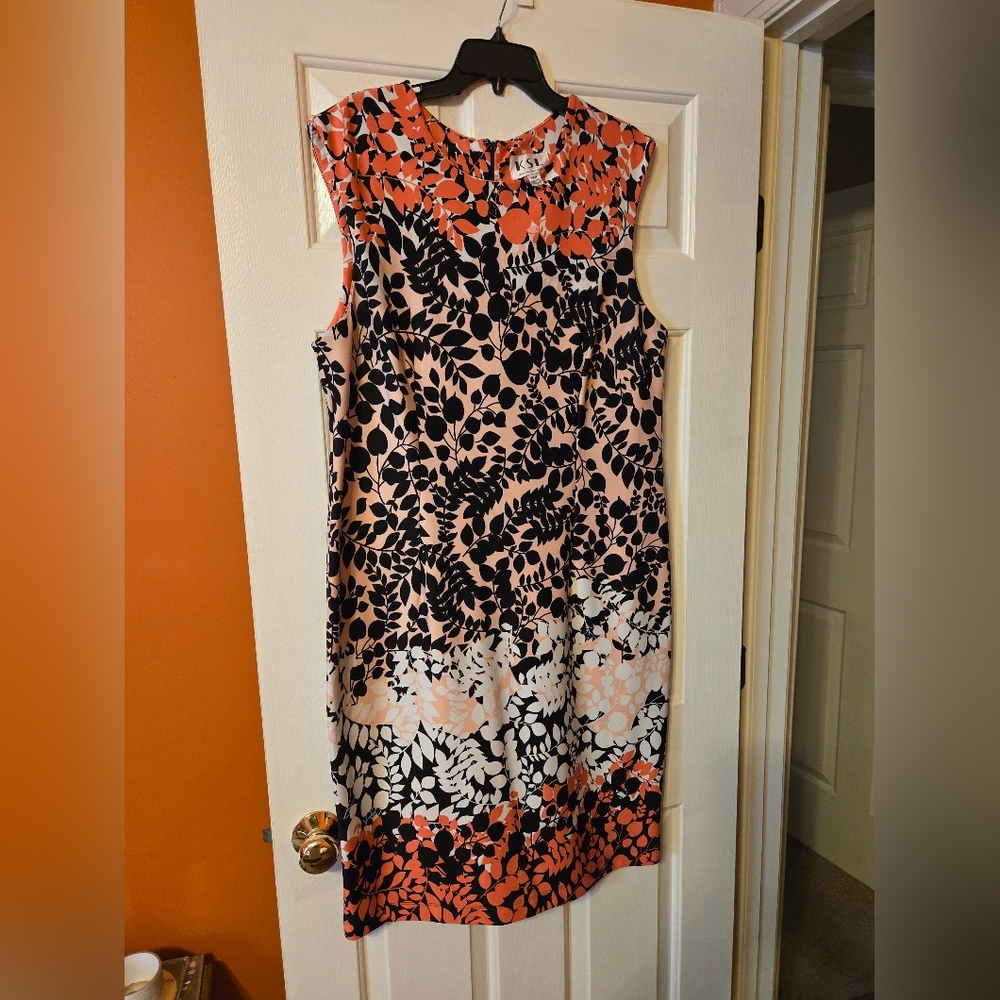 Orange and Black Sheath Midi Dress for Cocktail Events